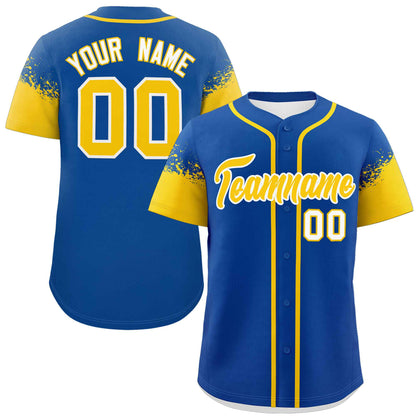 Custom Royal Gold Personalized Raglan Sleeves Design Authentic Baseball Jersey