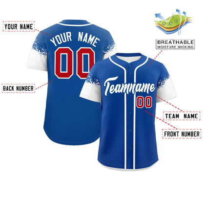 Custom Royal White Personalized Raglan Sleeves Design Authentic Baseball Jersey