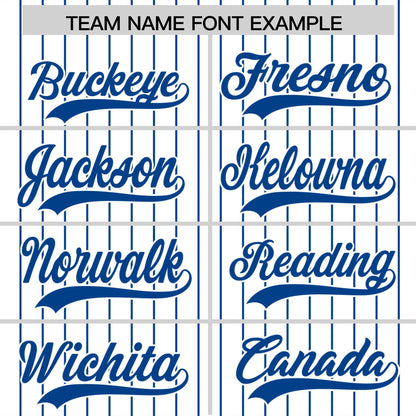 Custom White Royal Pinstripe Personalized Two-Tone Authentic Baseball Jersey