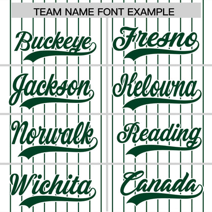 Custom White Green Pinstripe Personalized Two-Tone Authentic Baseball Jersey