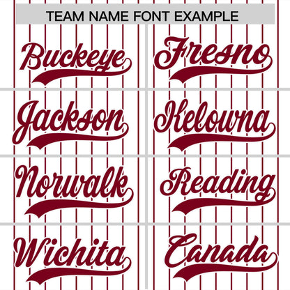 Custom White Crimson Pinstripe Personalized Two-Tone Authentic Baseball Jersey