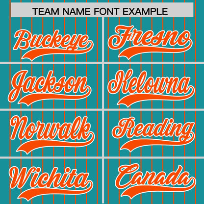 Custom Aqua Orange Pinstripe Personalized Two-Tone Authentic Baseball Jersey