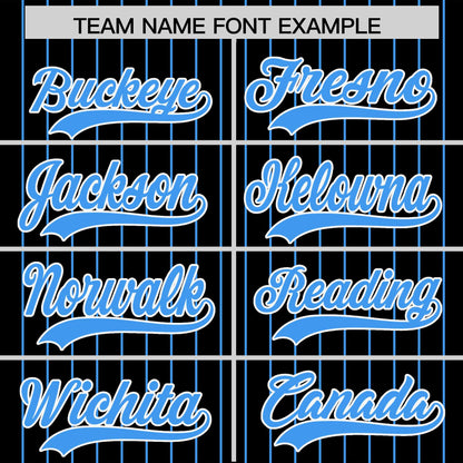 Custom Black Powder Blue Pinstripe Personalized Two-Tone Authentic Baseball Jersey