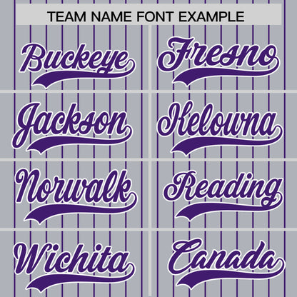 Custom Gray Purple Pinstripe Personalized Two-Tone Authentic Baseball Jersey