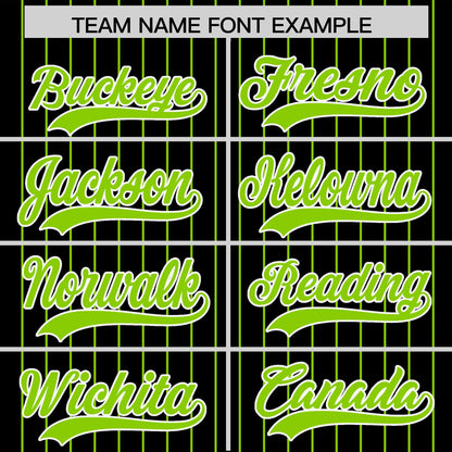 Custom Black Neon Green Pinstripe Personalized Two-Tone Authentic Baseball Jersey