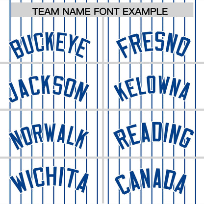 Custom White Royal Pinstripe Personalized Two-Tone Authentic Baseball Jersey