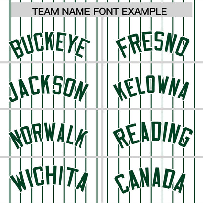 Custom White Green Pinstripe Personalized Two-Tone Authentic Baseball Jersey