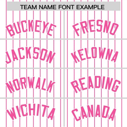 Custom White Pink Pinstripe Personalized Two-Tone Authentic Baseball Jersey