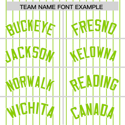 Custom White Neon Green Pinstripe Personalized Two-Tone Authentic Baseball Jersey