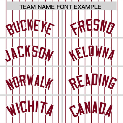 Custom White Crimson Pinstripe Personalized Two-Tone Authentic Baseball Jersey