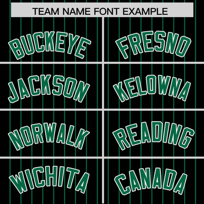 Custom Black Kelly Green Pinstripe Personalized Two-Tone Authentic Baseball Jersey