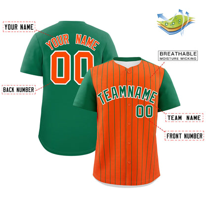 Custom Orange Kelly Green Pinstripe Personalized Two-Tone Authentic Baseball Jersey