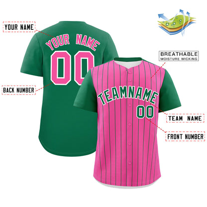 Custom Pink Kelly Green Pinstripe Personalized Two-Tone Authentic Baseball Jersey