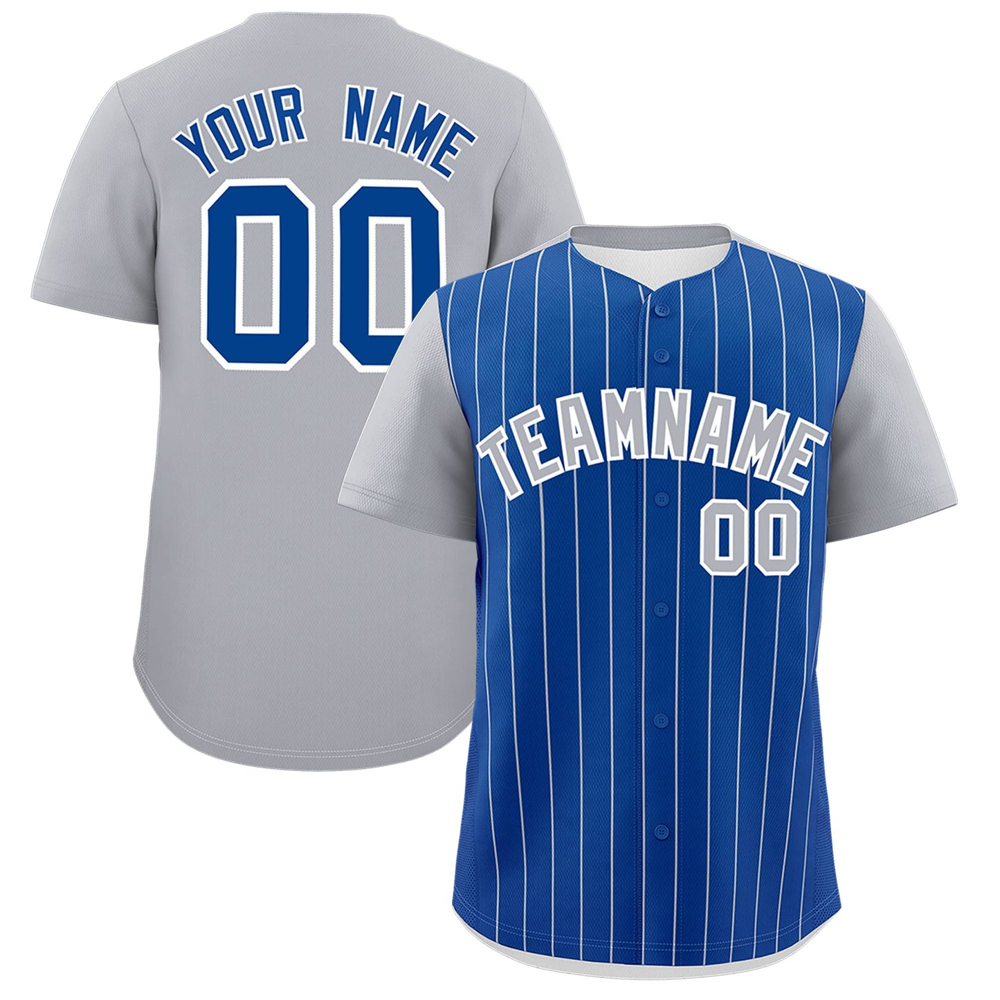 Custom Royal Gray Pinstripe Personalized Two-Tone Authentic Baseball Jersey