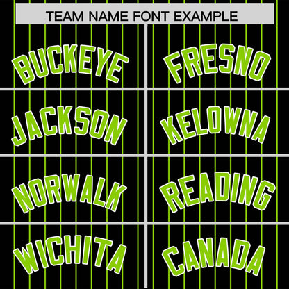 Custom Black Neon Green Pinstripe Personalized Two-Tone Authentic Baseball Jersey