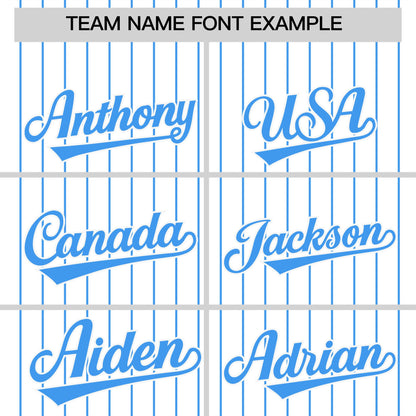 Custom White Powder Blue Pinstripe Personalized Two-Tone Authentic Baseball Jersey