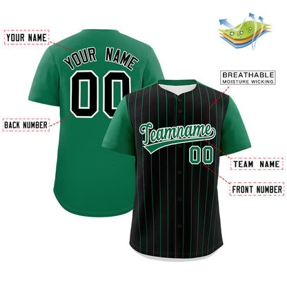 Custom Black Kelly Green Pinstripe Personalized Two-Tone Authentic Baseball Jersey