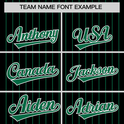 Custom Black Kelly Green Pinstripe Personalized Two-Tone Authentic Baseball Jersey