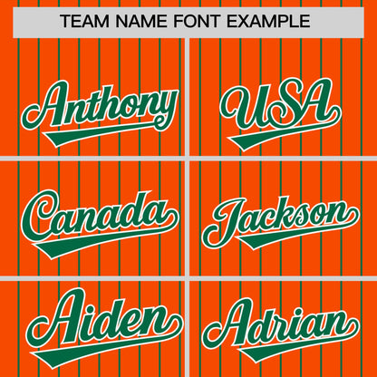 Custom Orange Kelly Green Pinstripe Personalized Two-Tone Authentic Baseball Jersey