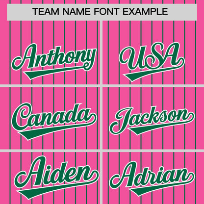 Custom Pink Kelly Green Pinstripe Personalized Two-Tone Authentic Baseball Jersey