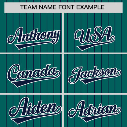 Custom Aqua Navy Pinstripe Personalized Two-Tone Authentic Baseball Jersey