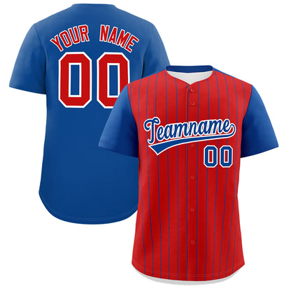 Custom Red Royal Pinstripe Personalized Two-Tone Authentic Baseball Jersey