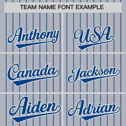 Custom Gray Royal Pinstripe Personalized Two-Tone Authentic Baseball Jersey