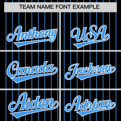 Custom Black Powder Blue Pinstripe Personalized Two-Tone Authentic Baseball Jersey