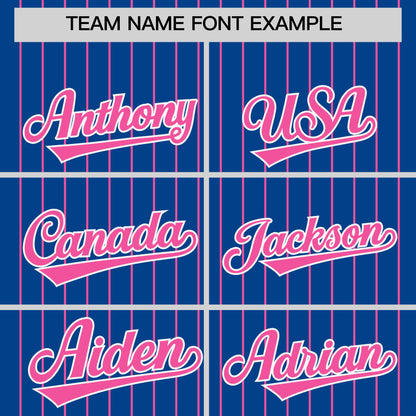 Custom Royal Pink Pinstripe Personalized Two-Tone Authentic Baseball Jersey