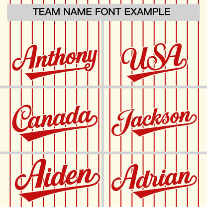 Custom Cream Red Pinstripe Personalized Two-Tone Authentic Baseball Jersey