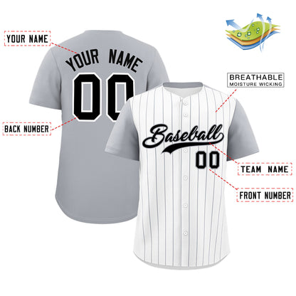 Custom White Gray Pinstripe Personalized Two-Tone Authentic Baseball Jersey