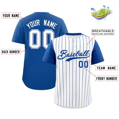 Custom White Royal Pinstripe Personalized Two-Tone Authentic Baseball Jersey