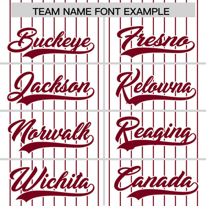 Custom White Crimson Pinstripe Personalized Two-Tone Authentic Baseball Jersey