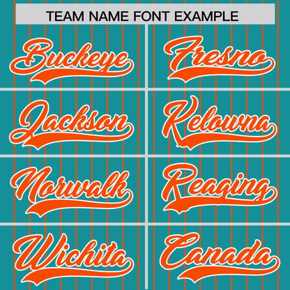 Custom Aqua Orange Pinstripe Personalized Two-Tone Authentic Baseball Jersey