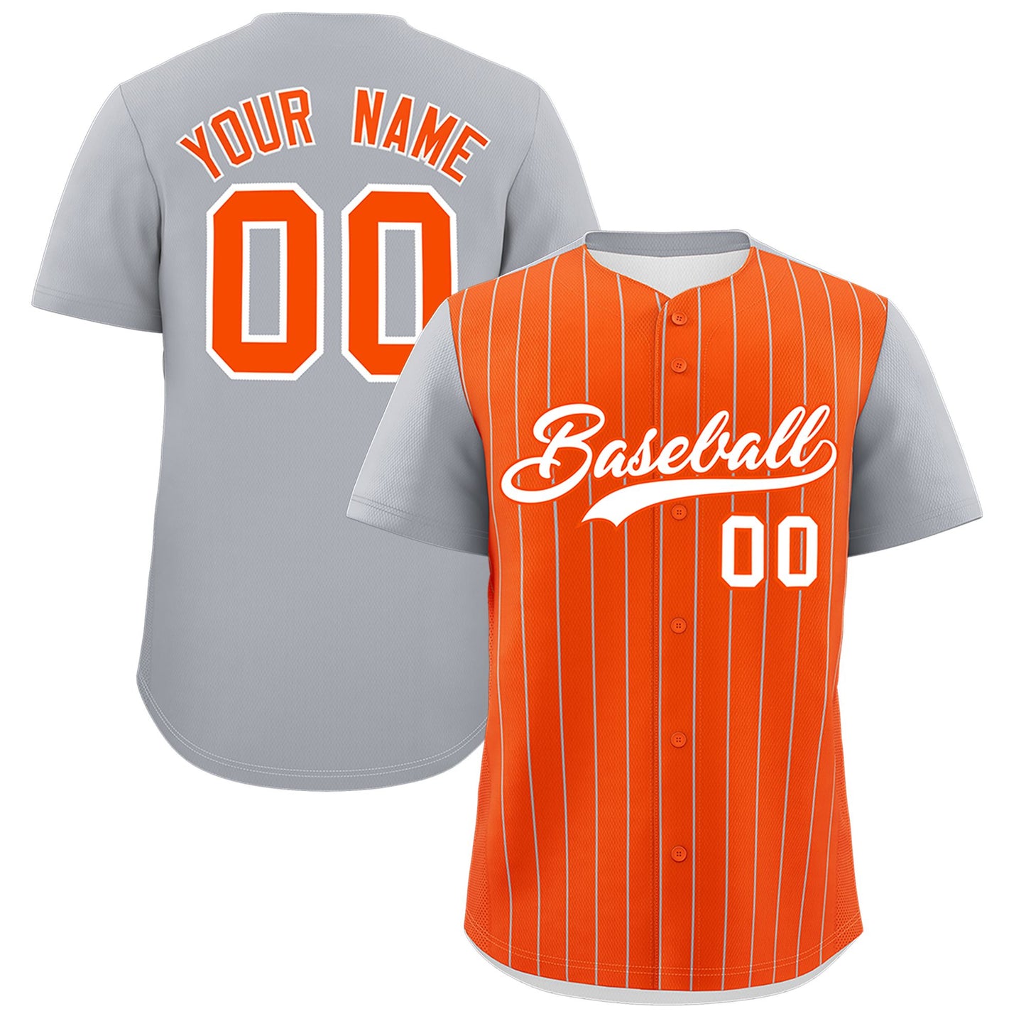 Custom Orange Gray Pinstripe Personalized Two-Tone Authentic Baseball Jersey