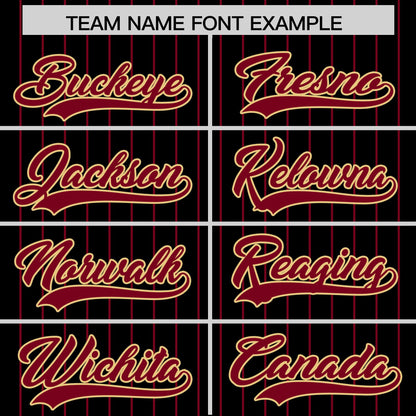 Custom Black Crimson Pinstripe Personalized Two-Tone Authentic Baseball Jersey