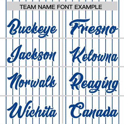 Custom White Royal Pinstripe Personalized Two-Tone Authentic Baseball Jersey