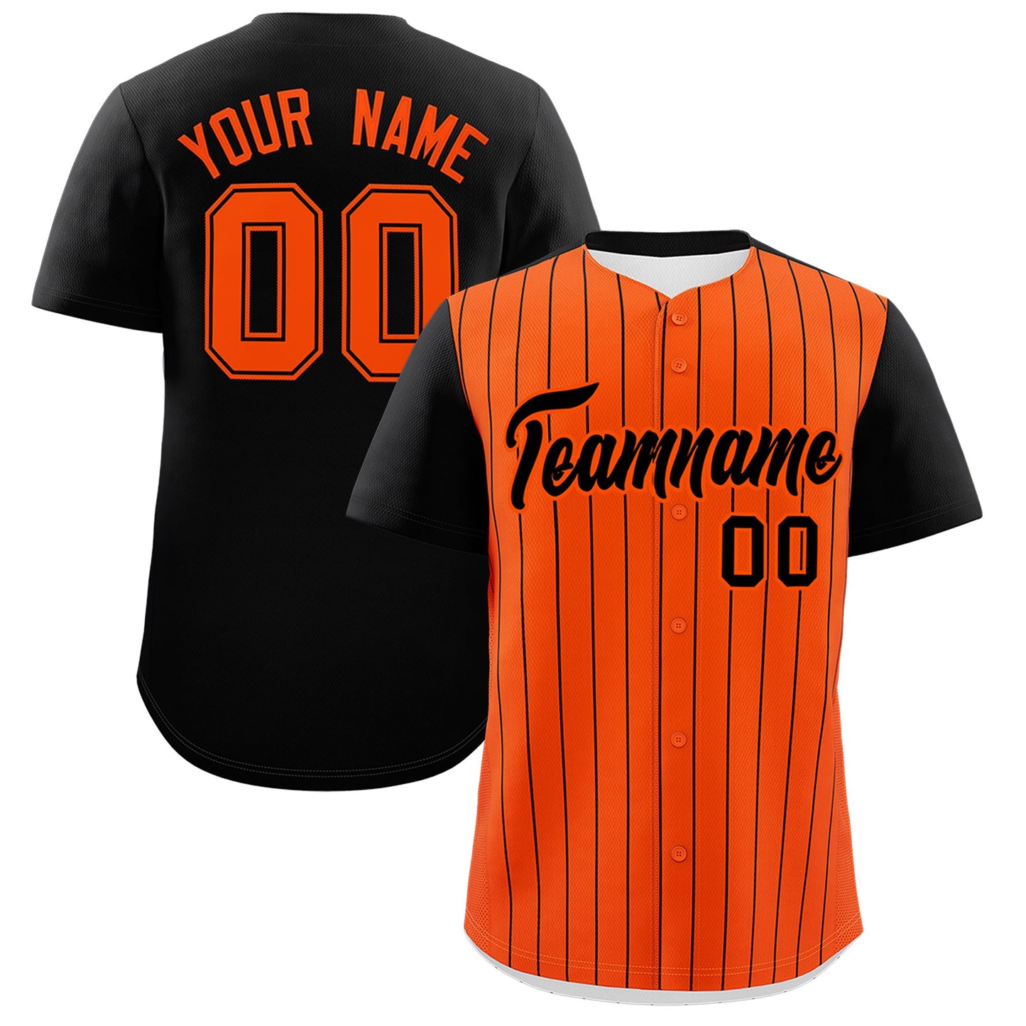 Custom Black Black Pinstripe Personalized Two-Tone Authentic Baseball Jersey