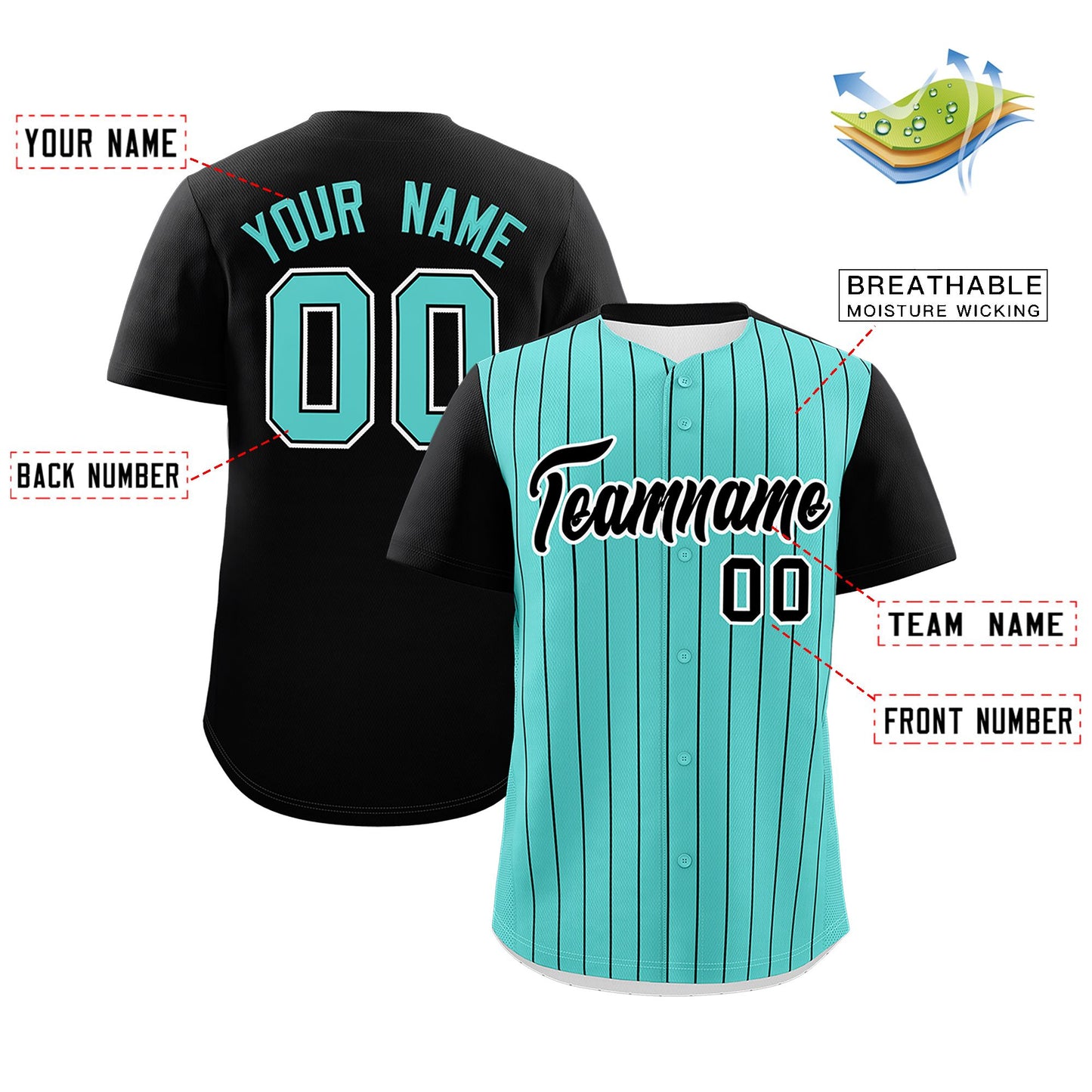 Custom Bright Green Black Pinstripe Personalized Two-Tone Authentic Baseball Jersey