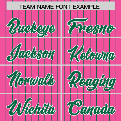 Custom Pink Kelly Green Pinstripe Personalized Two-Tone Authentic Baseball Jersey