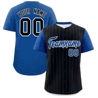 Custom Black Royal Pinstripe Personalized Two-Tone Authentic Baseball Jersey