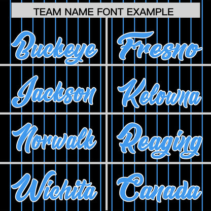 Custom Black Powder Blue Pinstripe Personalized Two-Tone Authentic Baseball Jersey