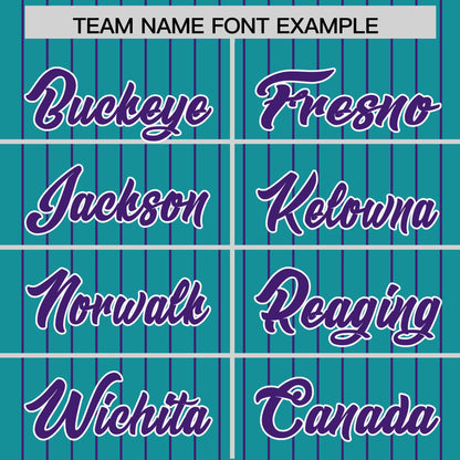 Custom Teal Purple Pinstripe Personalized Two-Tone Authentic Baseball Jersey