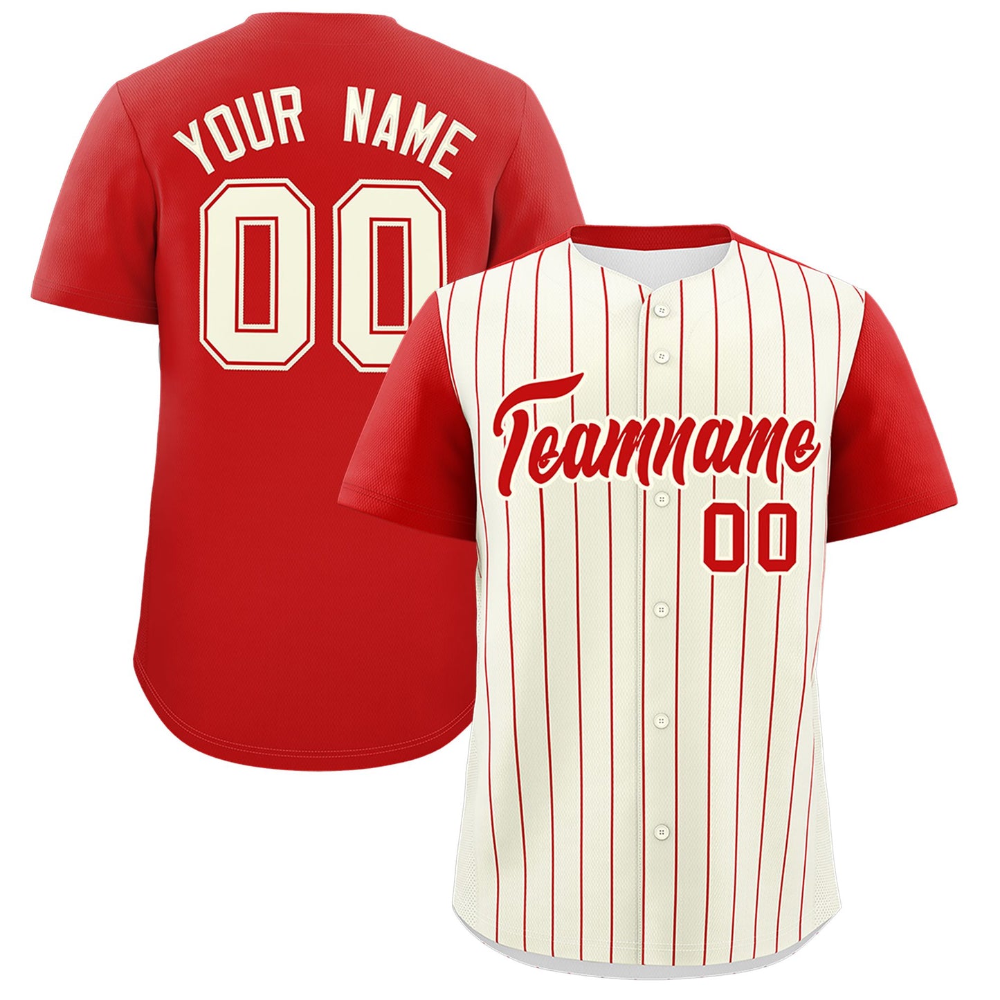 Custom Cream Red Pinstripe Personalized Two-Tone Authentic Baseball Jersey