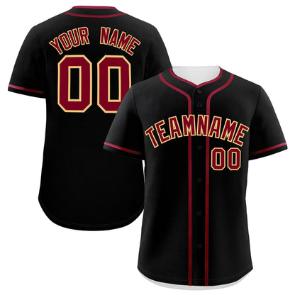 Custom Black Crimson Personalized Classic Authentic Baseball Jersey