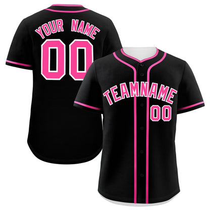 Custom Black Pink Personalized Classic Authentic Baseball Jersey