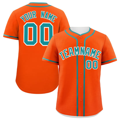 Custom Orange Aqua Personalized Classic Authentic Baseball Jersey