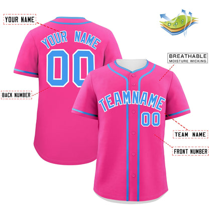 Custom Pink Powder Blue Personalized Classic Authentic Baseball Jersey