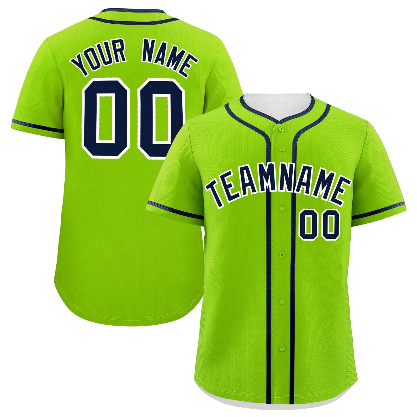 Custom Neon Green Navy Personalized Classic Authentic Baseball Jersey