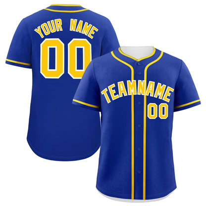 Custom Royal Gold Personalized Classic Authentic Baseball Jersey